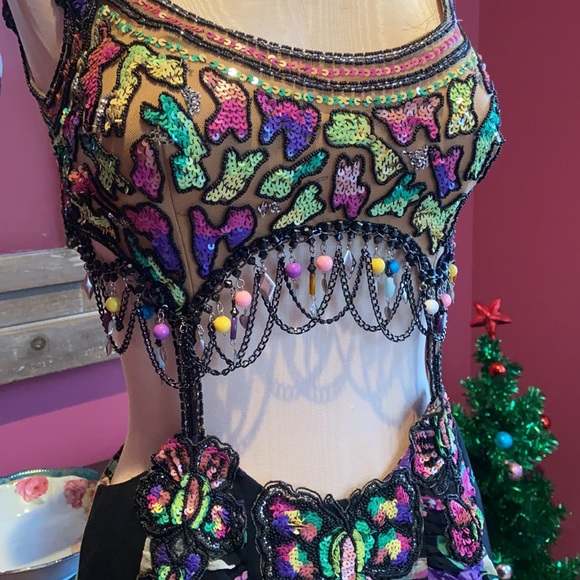 Vintage Black and Purple Floral Dress - Picture 2 of 16